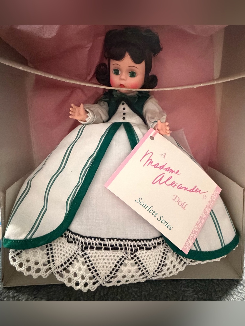 Vintage Madame Alexander Scarlett #1490 14” Doll GWTW Brown Hair Green Eyes Box
